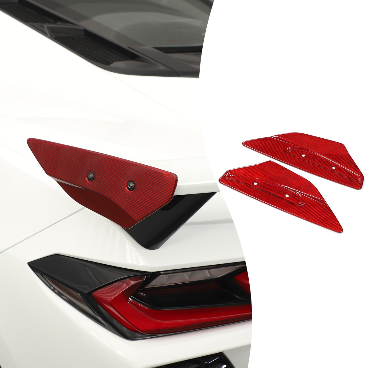 Replacement Red Real Carbon Fiber Rear Spoiler Panel Trim For Corvette C8 2020+ 22