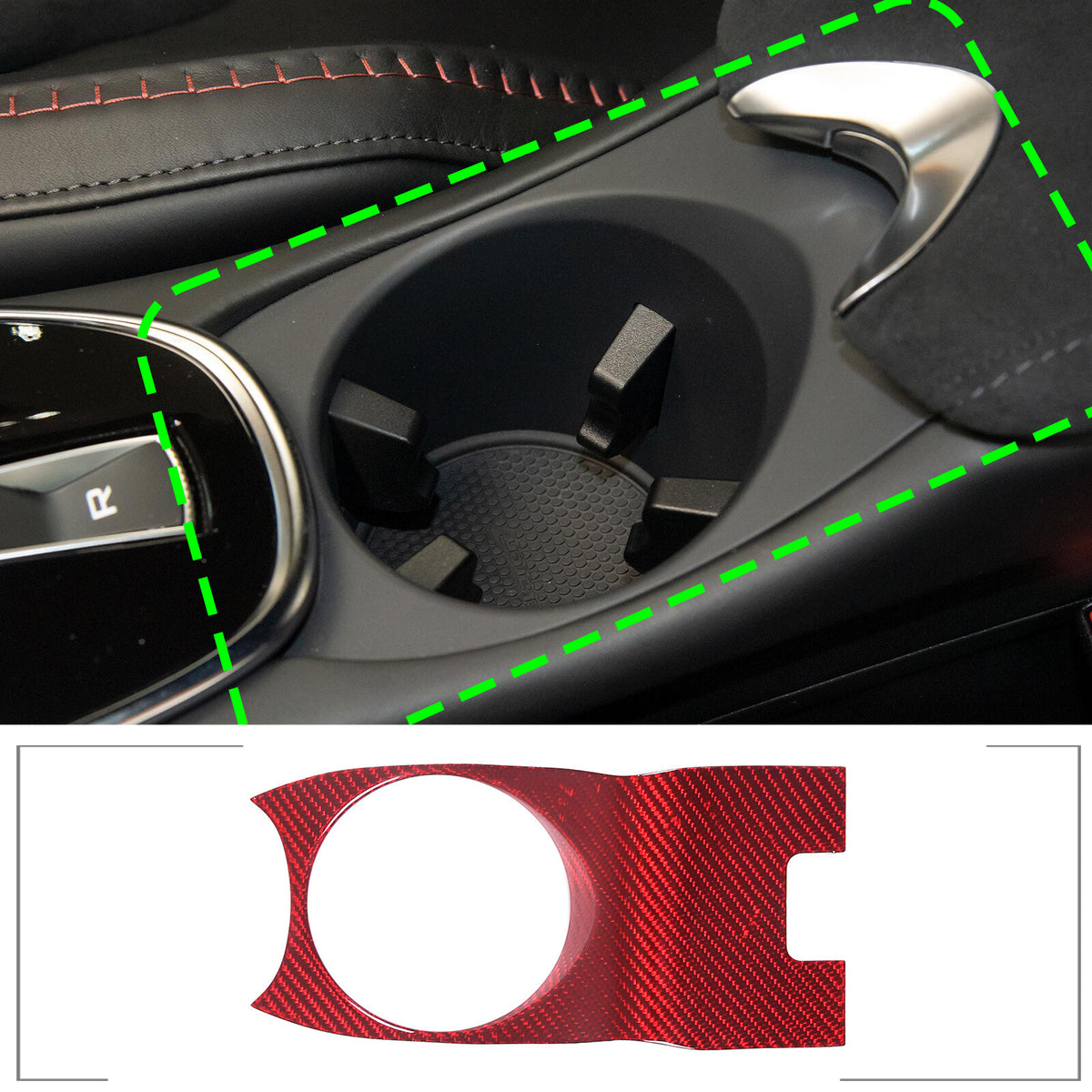 Real Carbon fiber Center Armrest Cup Holder Cover Trim For McLaren GT 19-22 8