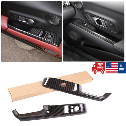 4pcs Carbon Fiber ABS Window Lift & Door handle Cover Trim For Supra A90 19-24 2