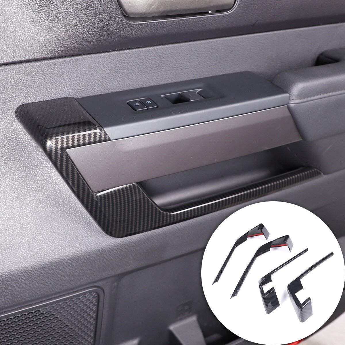 4PCS Carbon Fiber Pattern Interior Door Panel Trim Frame Set For Tundra 2022-26 2