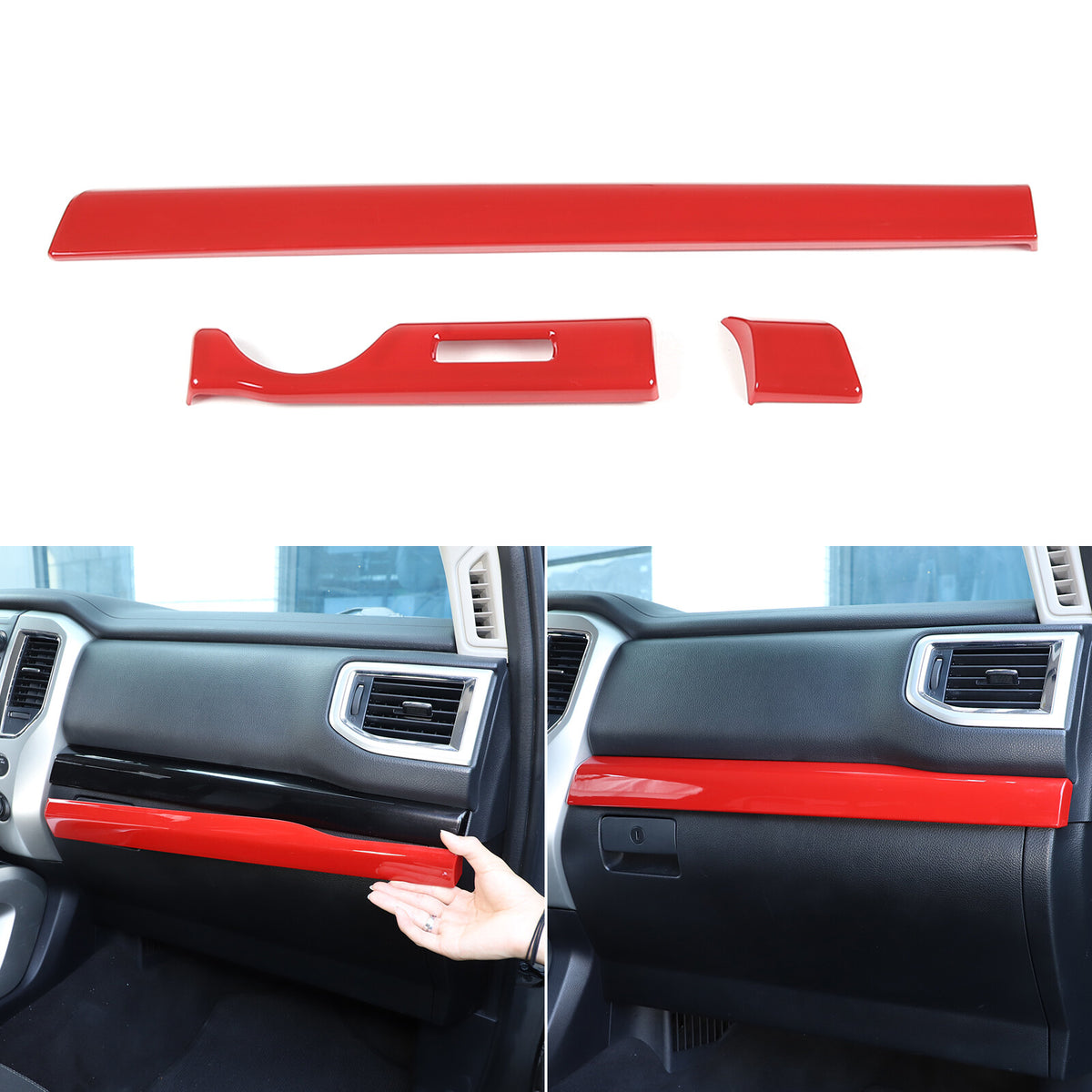 Red ABS Dashboard Center Console Trim Cover for Nissan Titan 2016-23 US 4