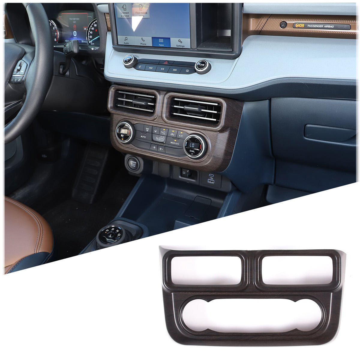 Oak Wood Grain Interior Decor Trim Cover Set Kit Fits Ford Maverick 2022-2024 38