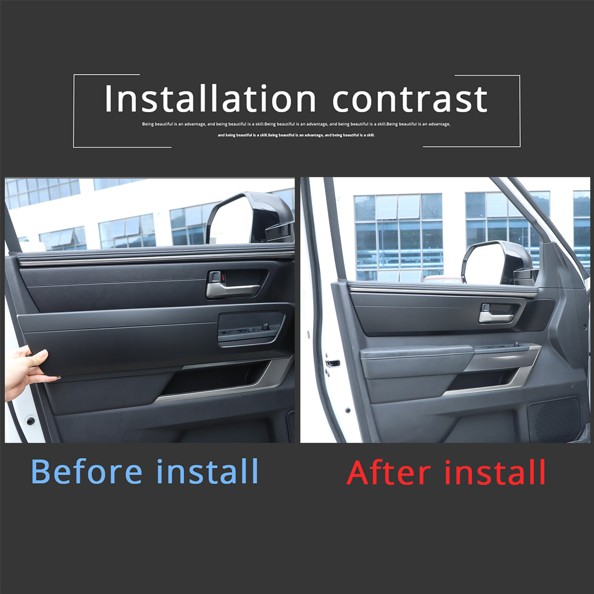 Matte Black Inner Interior Door Handle Panel Trim Cover For Toyota Tundra 2022+ 7