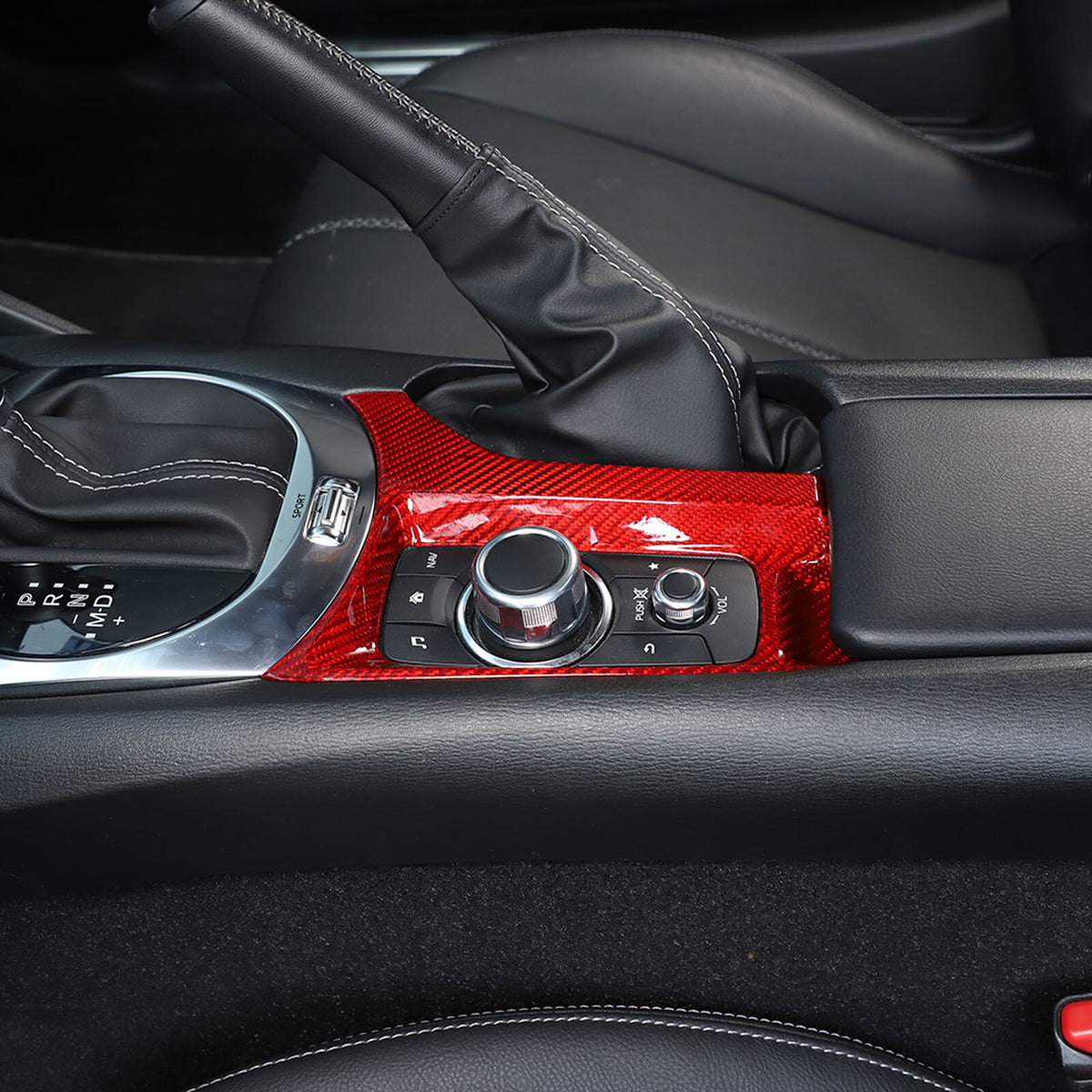 Red Real Carbon fiber Center Multimedia Panel Cover Trim For Mazda MX-5 2016-23 8