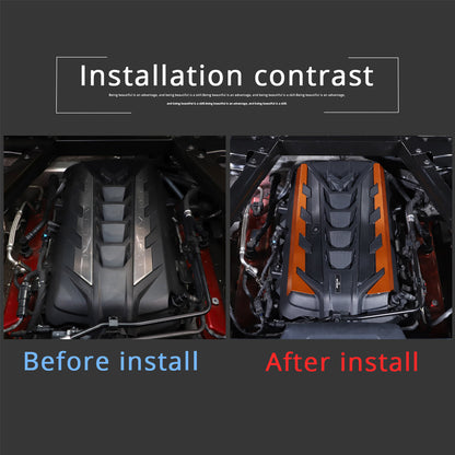 Orange Aluminum Engine Bay Engine Side Cover Plate Trim For Corvette C8 2020-26 17