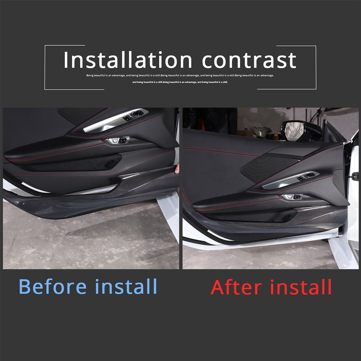 For Corvette C8 Stingray Coupe HTC 2020+ Carbon Inner Lower Door Panel Anti-Kick 5