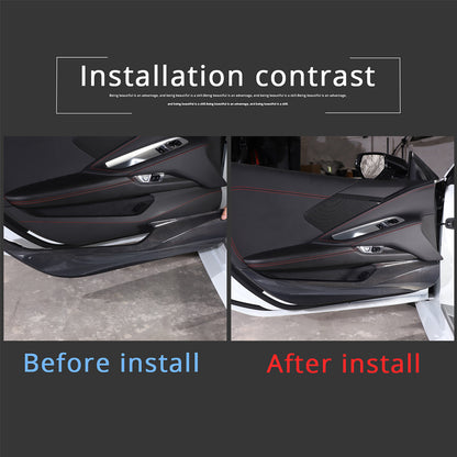 For Corvette C8 Stingray Coupe HTC 2020+ Carbon Inner Lower Door Panel Anti-Kick 5