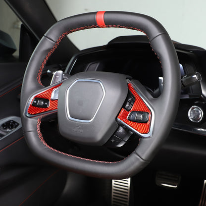 Red Soft Carbon Fiber Interior Decor Trim Kit Cover Set For Corvette C8 20-25 29