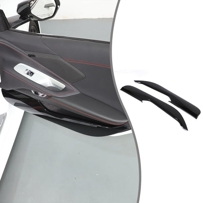Glossy Piano Black ABS Interior Door Anti-Kick Panel Trim For Corvette C8 20+ US 5