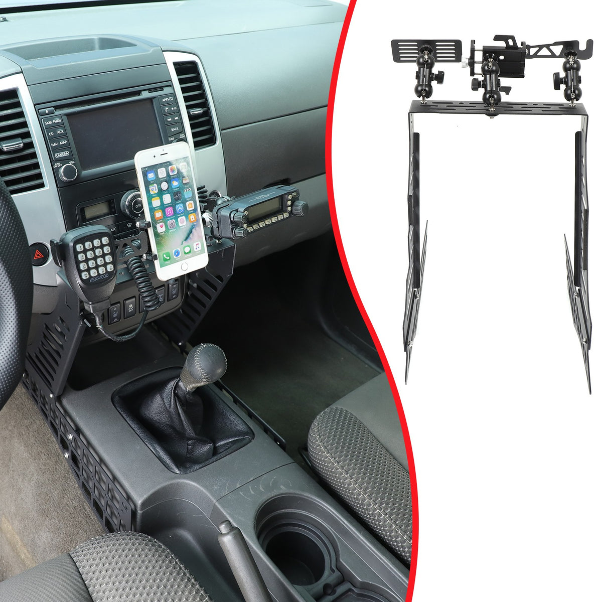 Off-Road Console Molle Panels Digital Device Mount For Nissan Frontier 2009-17 4