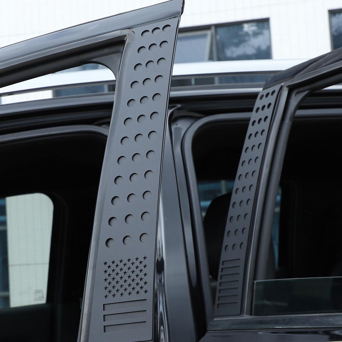 4PCS Black Window Center Pillar Panel Trim Cover (US Flag) For Ford Ranger 15-21 7