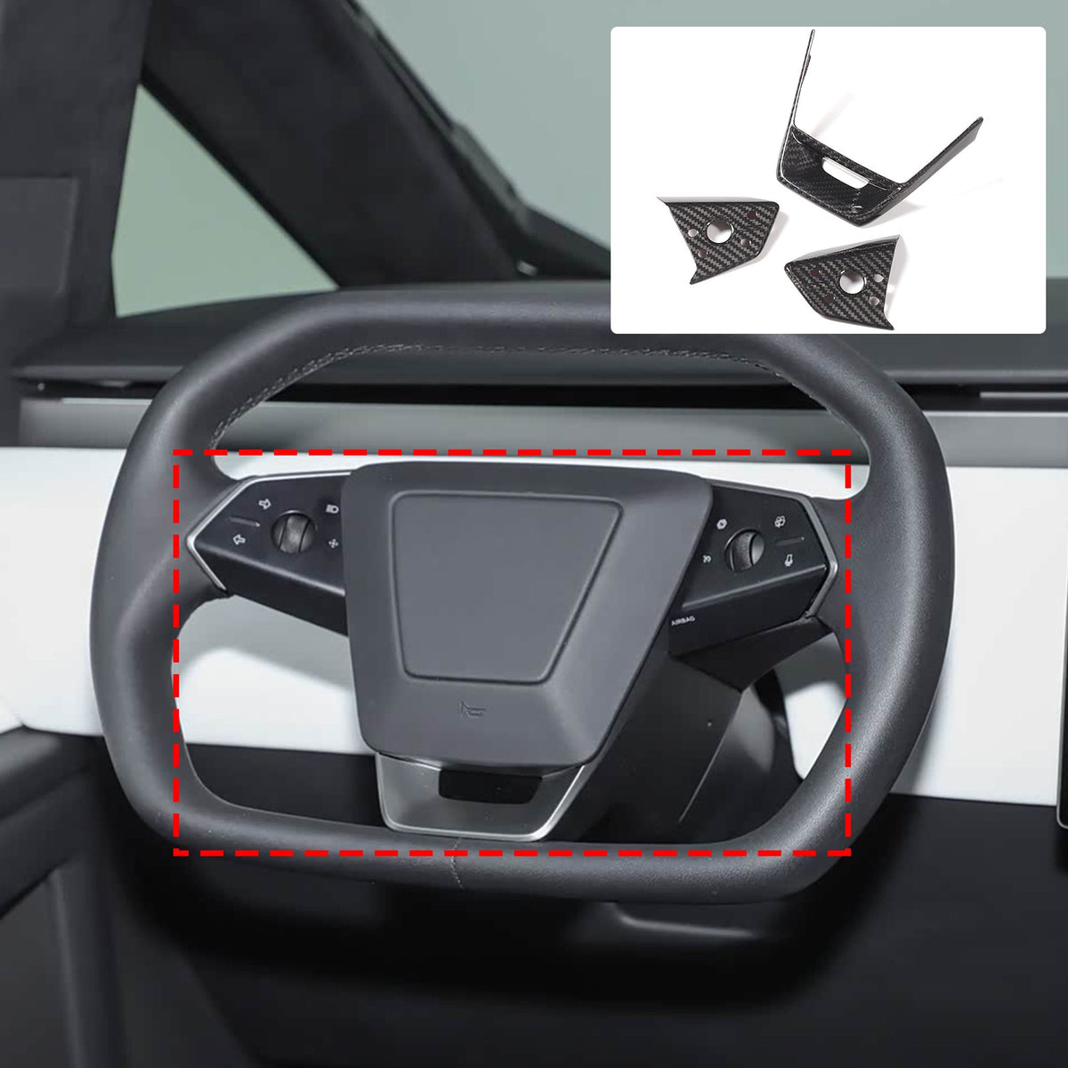 Real Dry Carbon Fiber Center Console Interior Trim For Tesla Cybertruck 2024+ 63