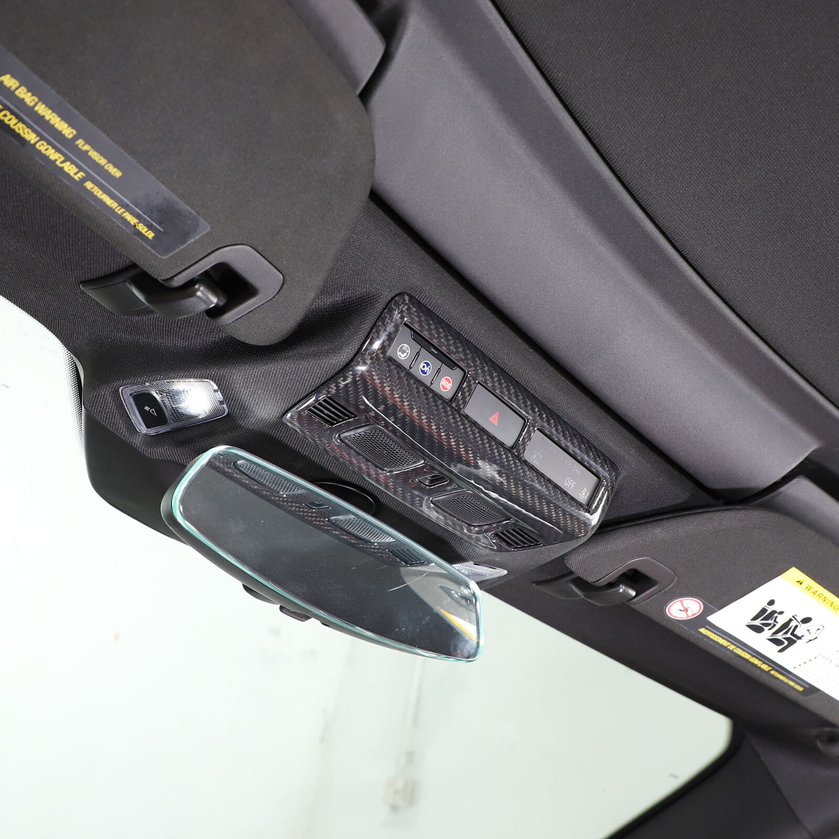Real Dry Carbon fiber Roof Reading Light Panel Trim For Corvette C8 2020-26 11