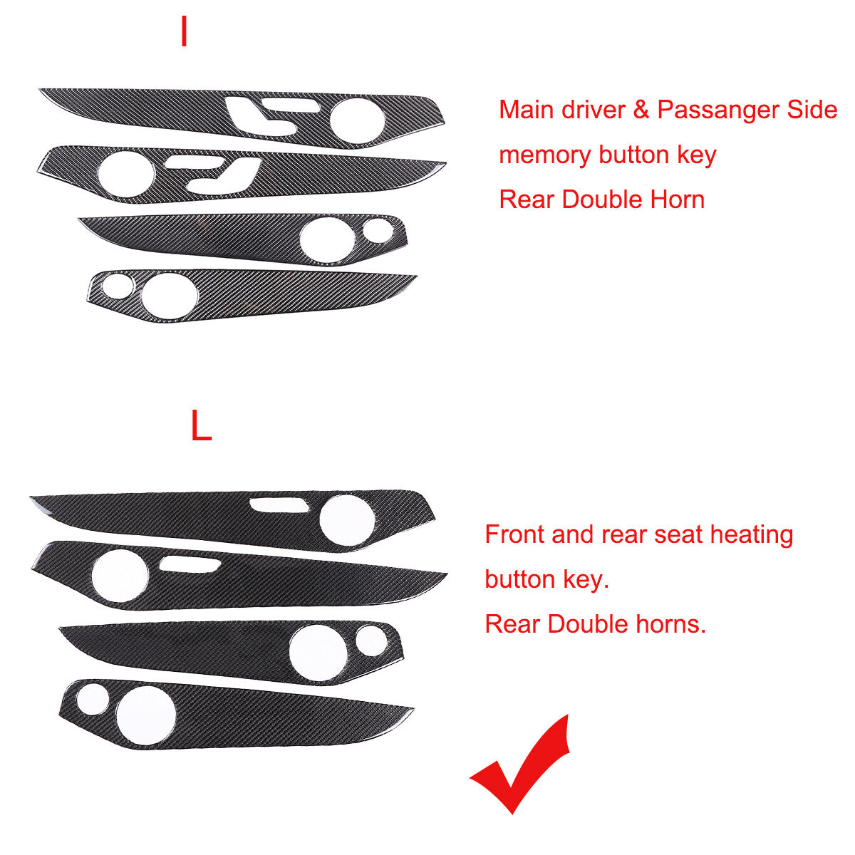 Real Carbon Fiber Interior Door Panel Trim For Benz C GLC Class W205 2014-20 4