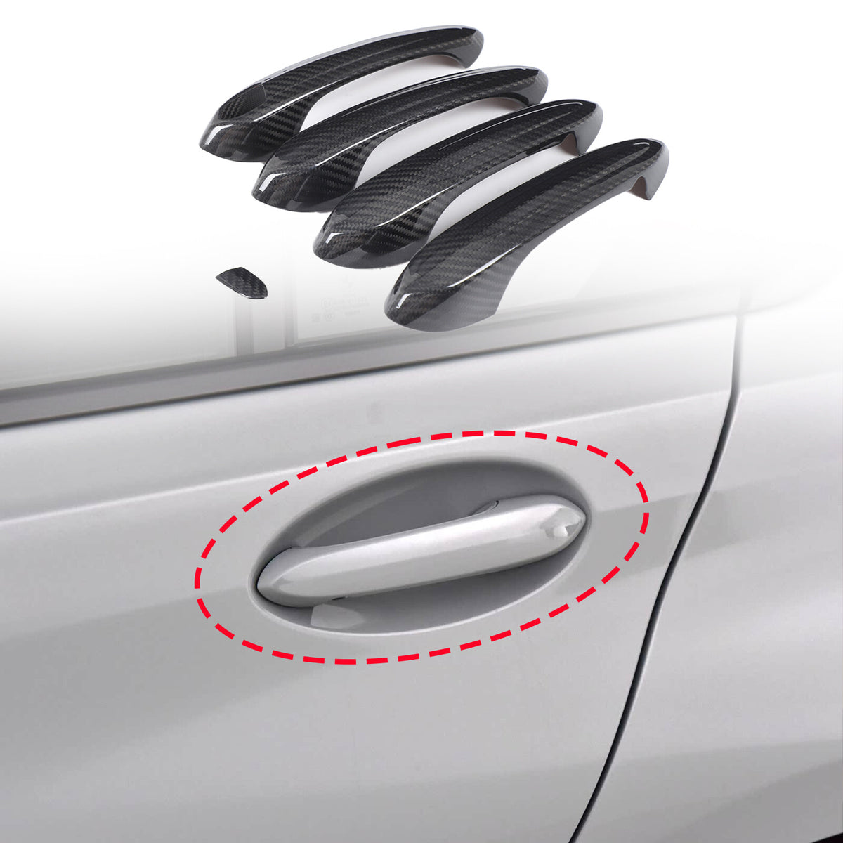 Real Carbon Fiber Exterior Door Handle Protector Trim for BMW 3 Series G20 20-25 1