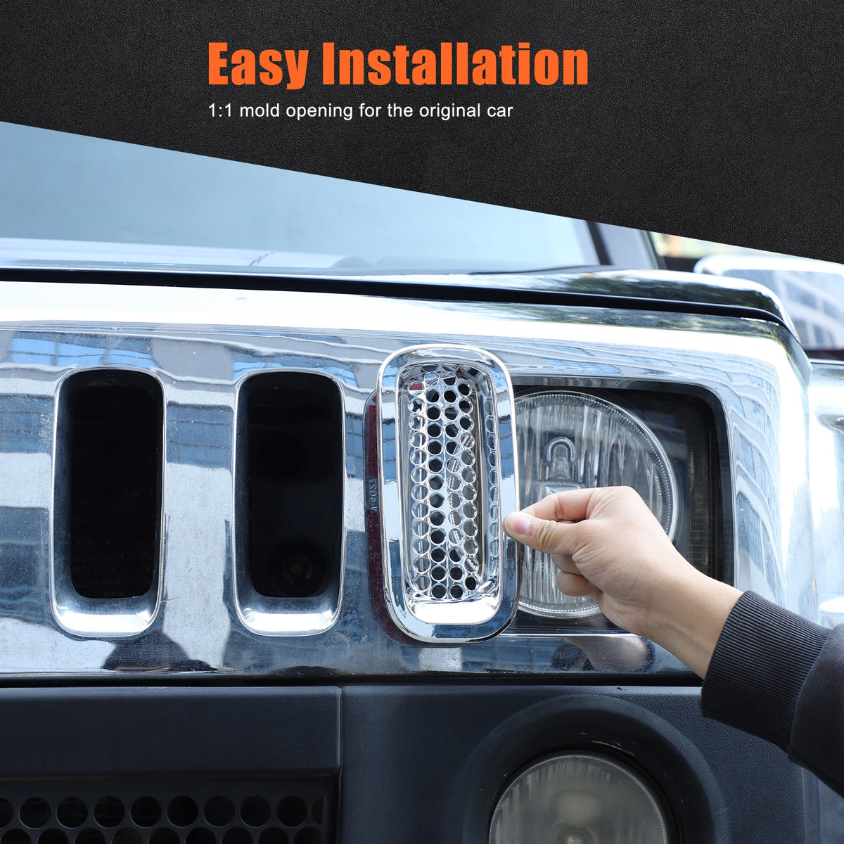 ABS Silver Front Grille Insect Screen Cover For Hummer H3 2005-2009 8