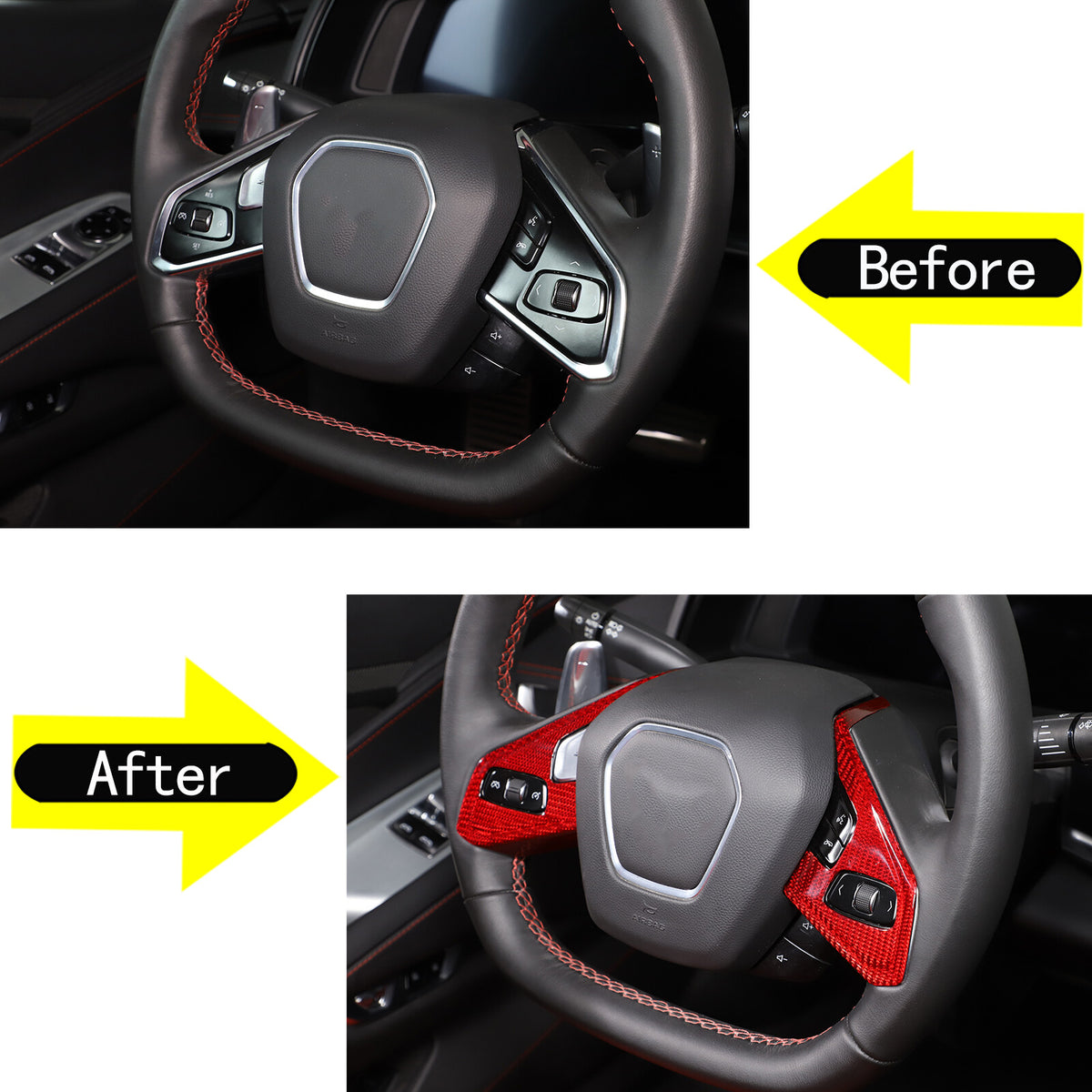 Red Real Carbon Fiber Full Interior Set Decor Trim Kit for Corvette C8 20-25 - Styles 56-60 39