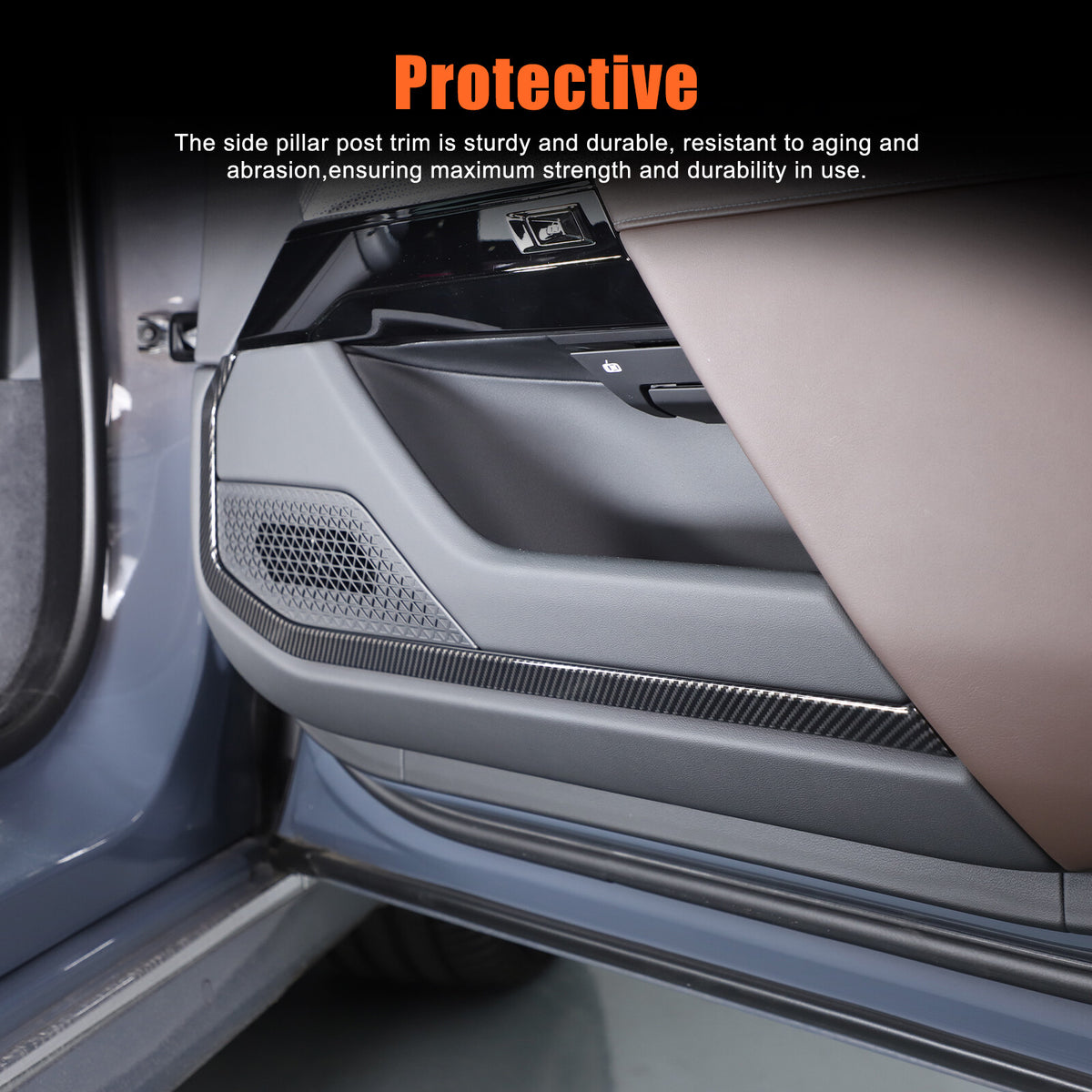 ABS Carbon Fiber Inner door Armrest panel Trim Cover For BMW 7 Series G70 23-25 15