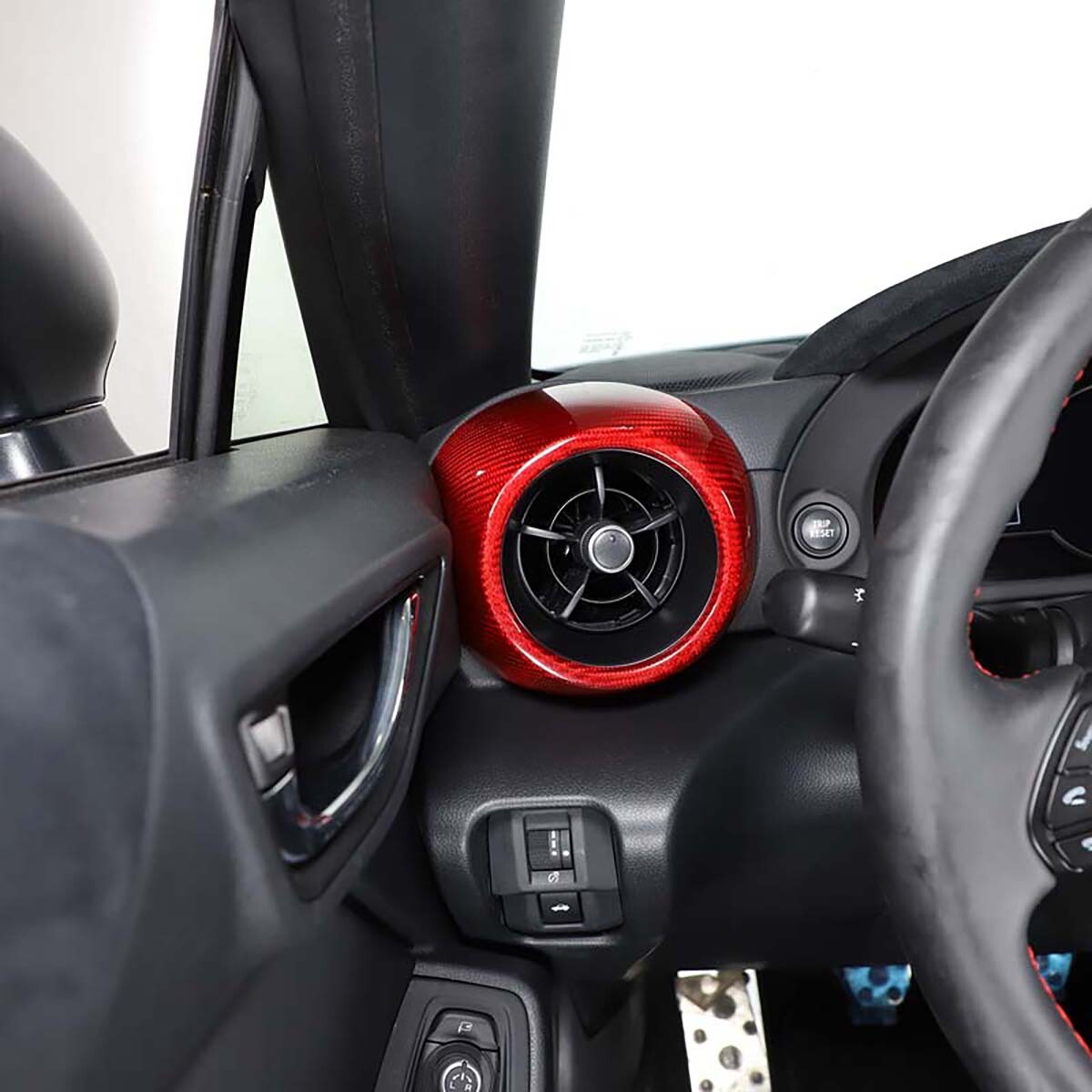 Red Carbon Fiber Dashboard Side Air Outlet Vent Cover Trim For Subaru BRZ 2022 5