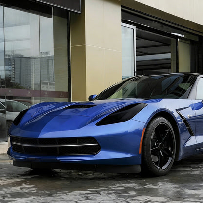 Transparent Gray Smoked Black Front Headlight Cover Trim For Corvette C7 2014-19 18