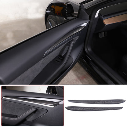 Real Carbon fiber inner door Armrest panel Trim Cover For Tesla Model 3 Y 21-22 17