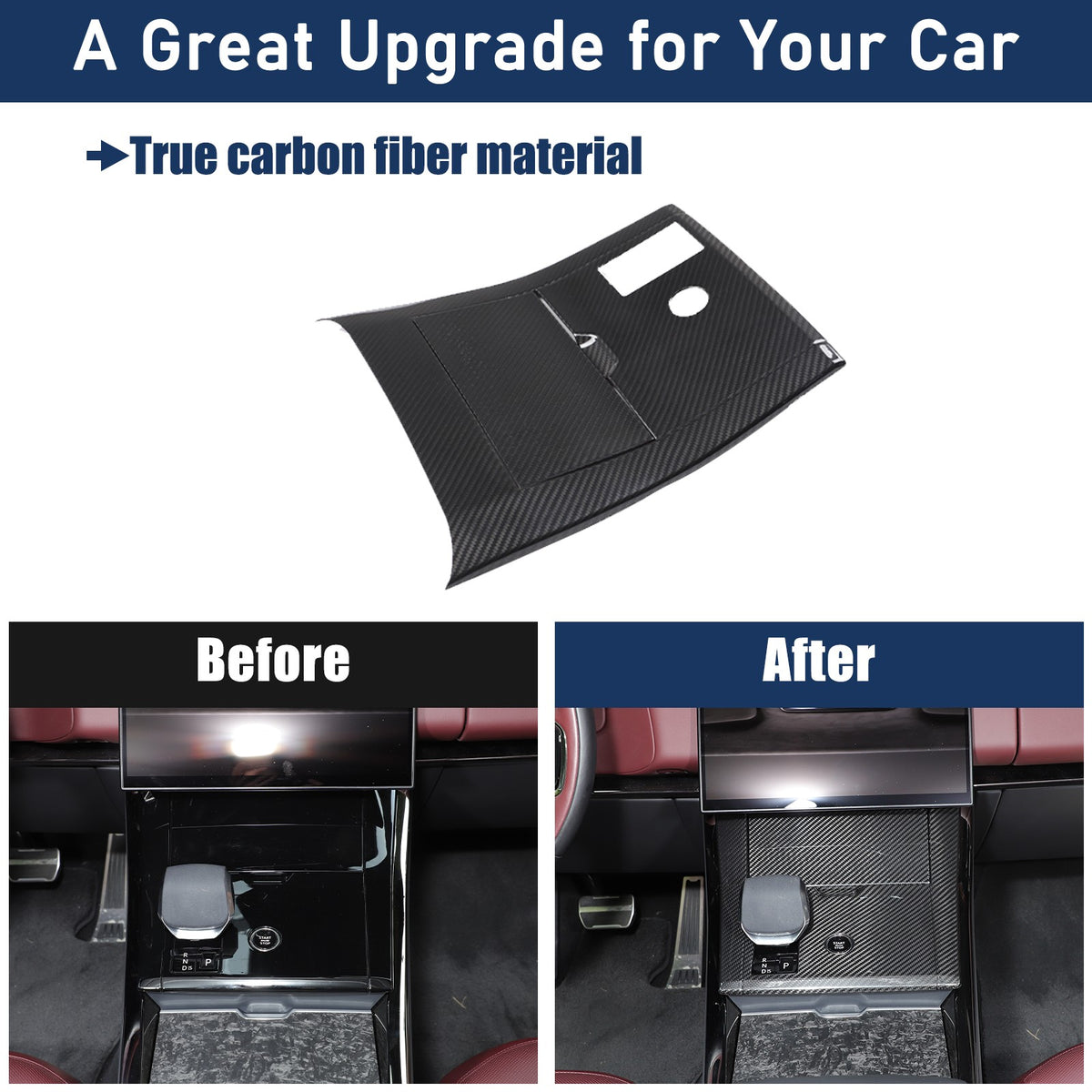 Real Carbon Fiber Center Gear Shift Panel Trim For LR Range Rover Sport L461 23+ 19