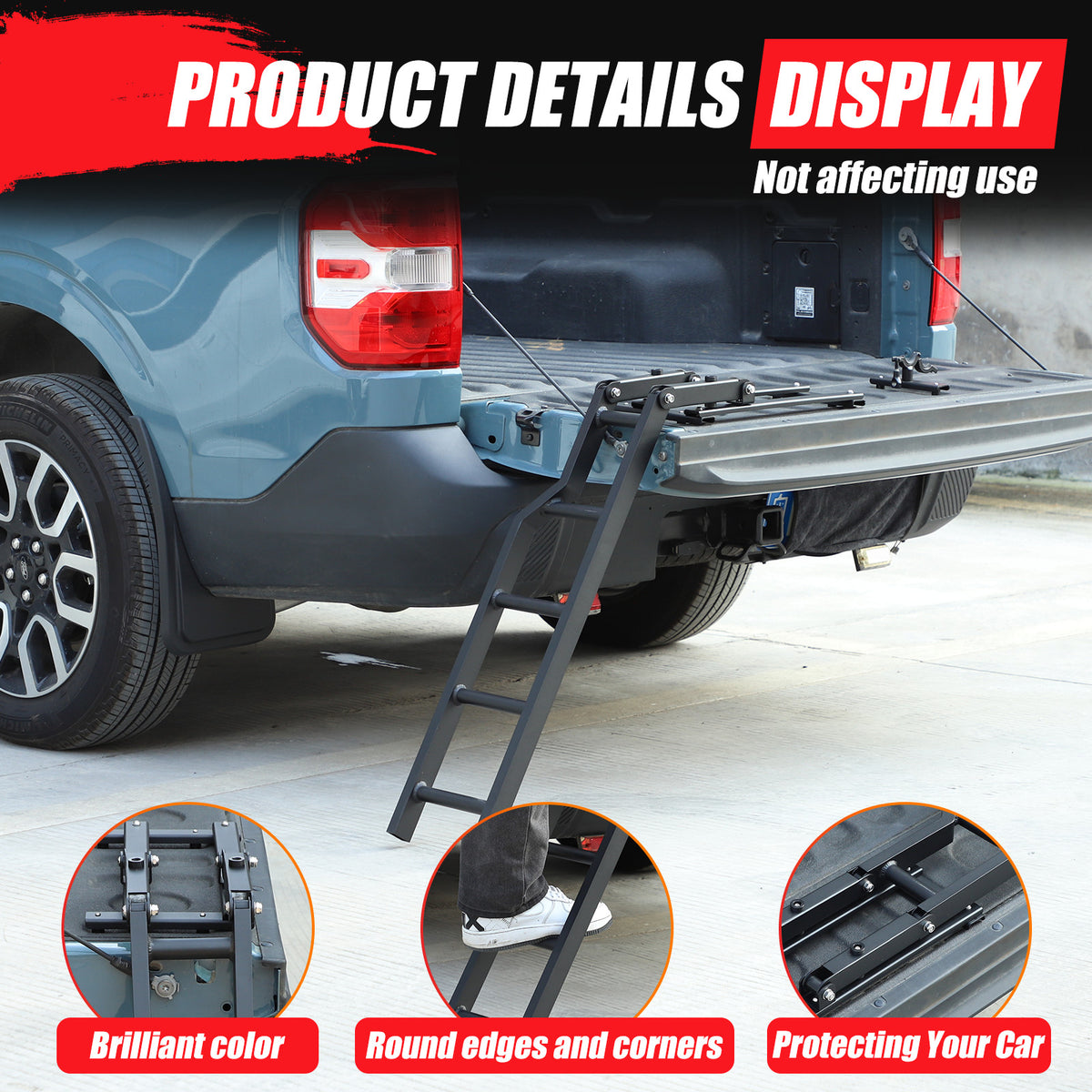 Pickup Truck Tailgate Ladder Foot Step Ladder For Ford Maverick 2022-2024 US 2