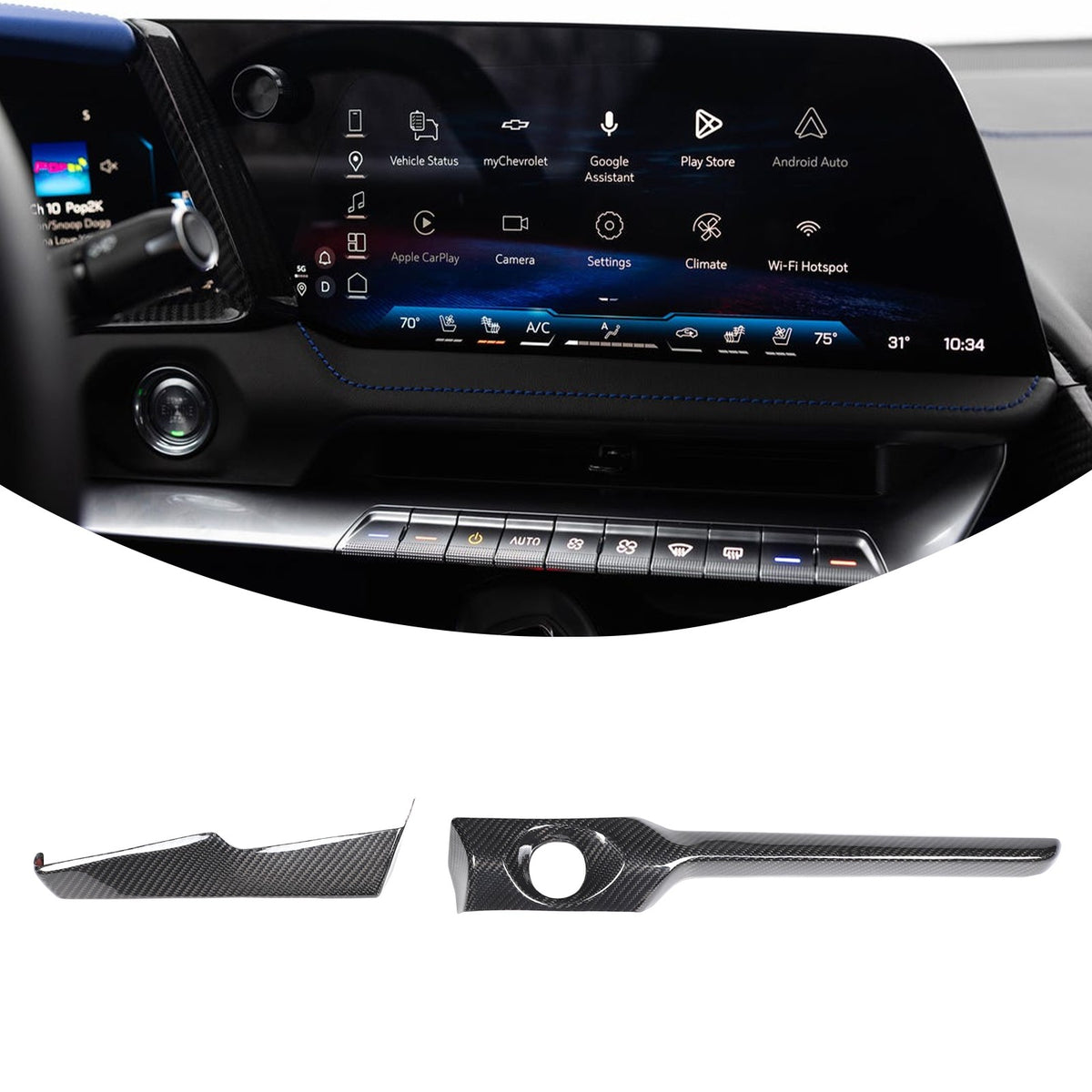 Real Carbon Fiber Center Console Ignition Button Trim For Corvette C8 2026+ 14
