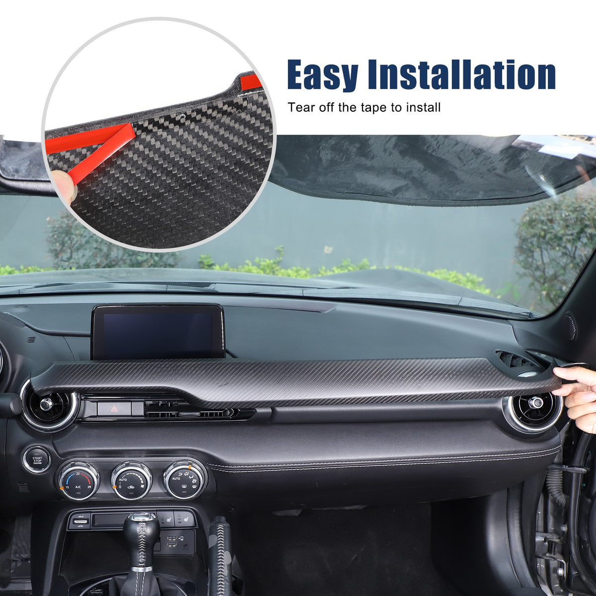 Matte Real Carbon Fiber Dashboard Center Trim Trim For Mazda MX-5 Miata 2016+ 22