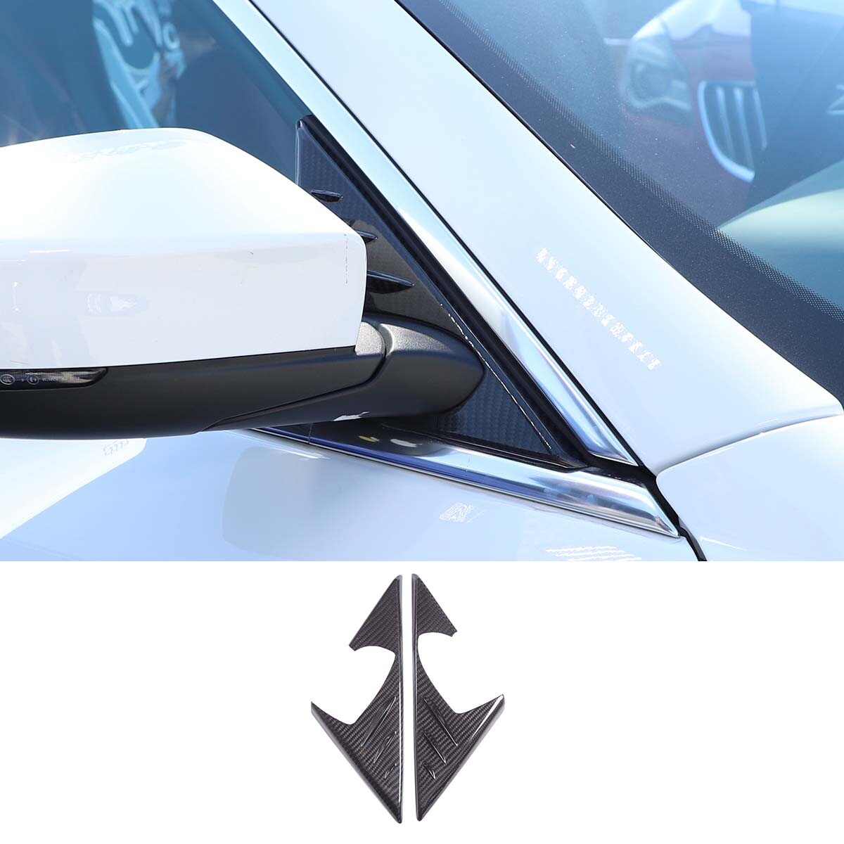 For Maserati Ghibli Quattroporte 2014+Carbon Fiber Door A-Pillar Triangular Trim 7