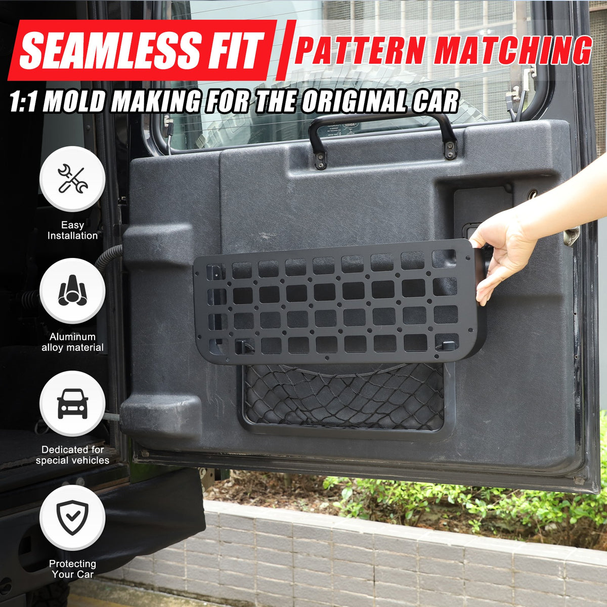 Tailgate Molle Panel Storage Basket For Land Rover Defender L316 2004-2018 42