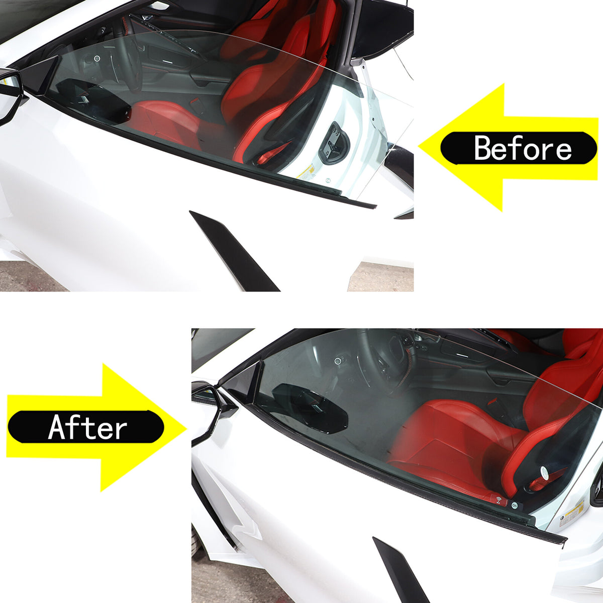 Real Carbon Window Sill Strip Cover Trim For Corvette C8 Coupe Z51 Z06 20+ US 3