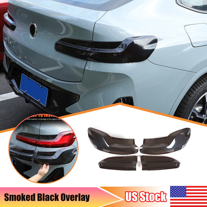 Smoked Black Rear Tail Light Guard Cover Trim Bezels For BMW X4 X4M G02 F98 19+ 1
