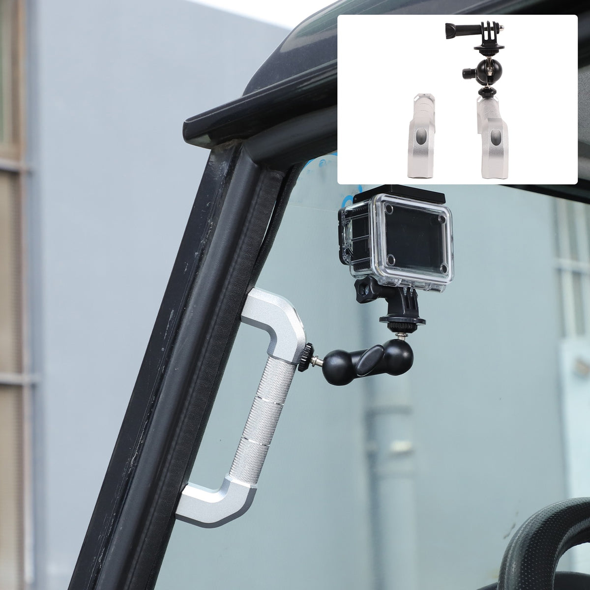 Silver Aluminum A-Pillar Handle W Cam Mount For LR Defender L316 2004-2018 20