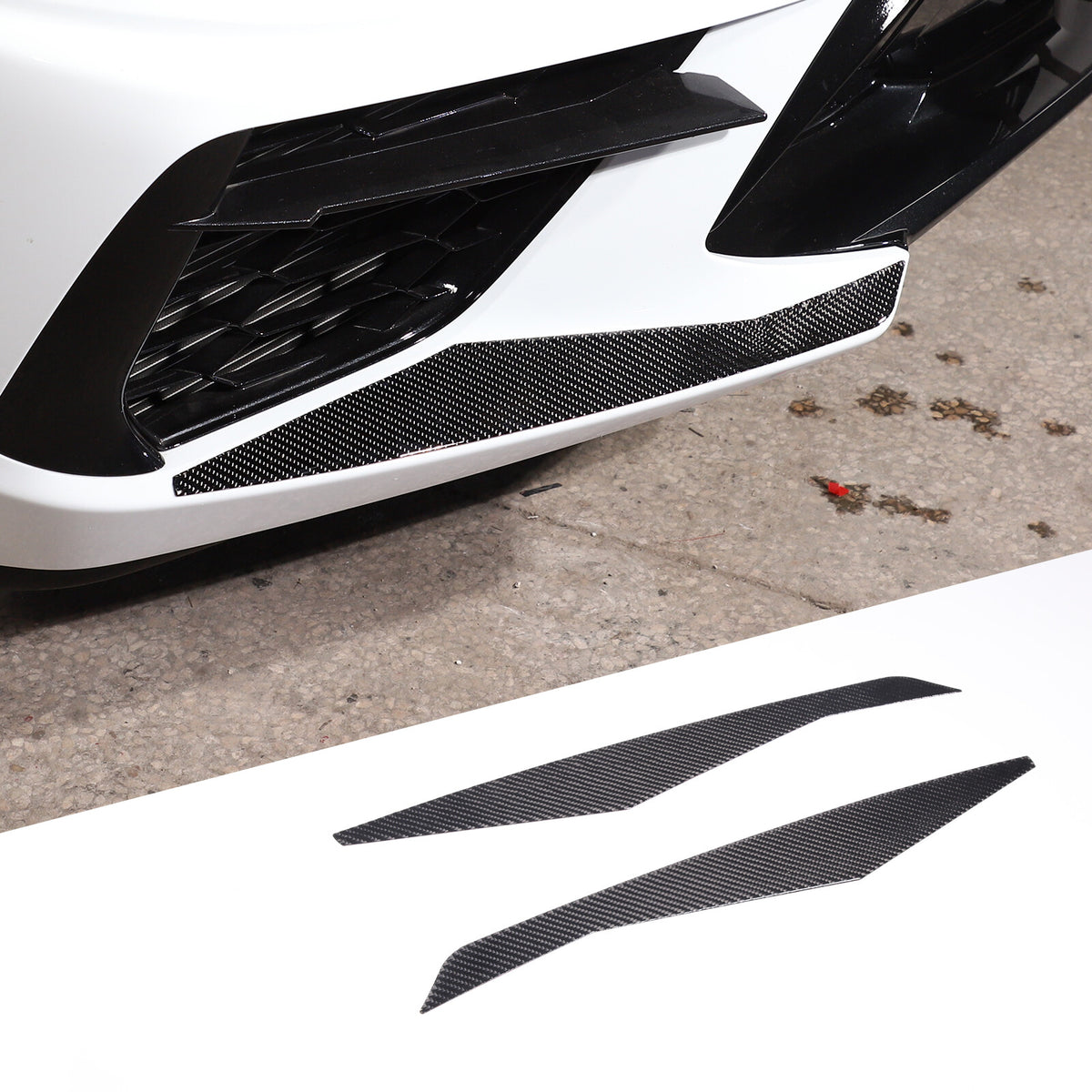 Carbon Fiber Front Bumper Lip shovel Corner Trim Cover For Corvette C8 20-26 US 2
