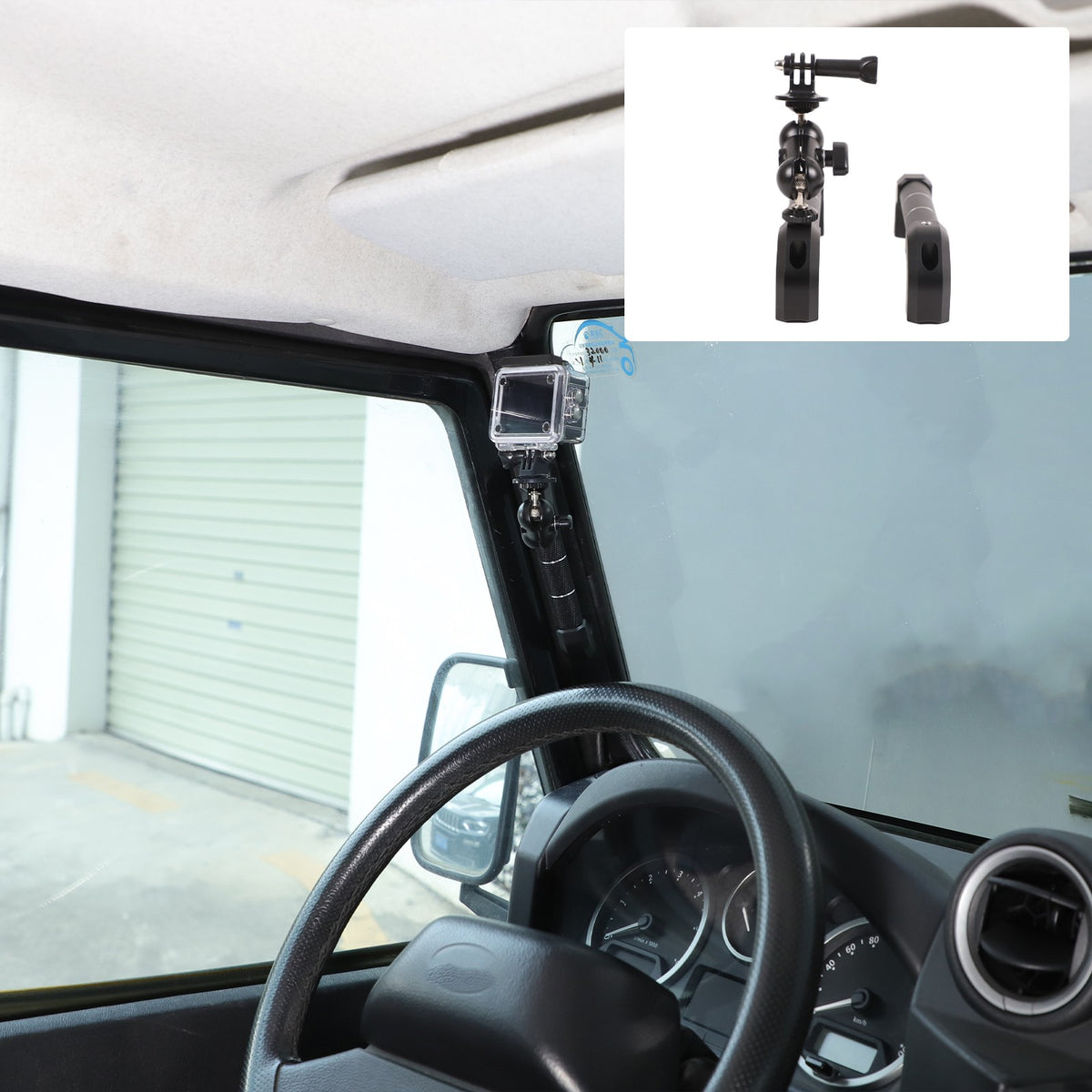 Black Aluminum A-Pillar Handle Cam Mount For Land Rover Defender L316 2004-2018 20