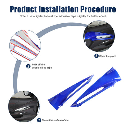 Blue Real Carbon Fiber Interior Door Panel Trim Cover For Corvette C8 2020-2026 4