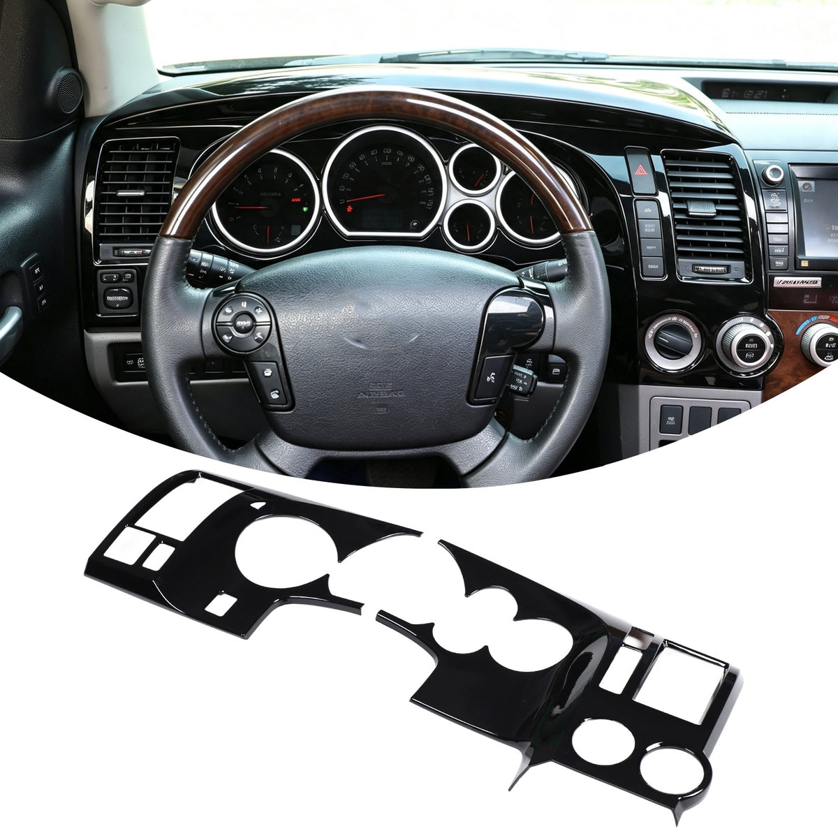 Glossy Piano Black ABS Instrument Panel Trim Cover For Toyota Tundra 2007-13 US 4