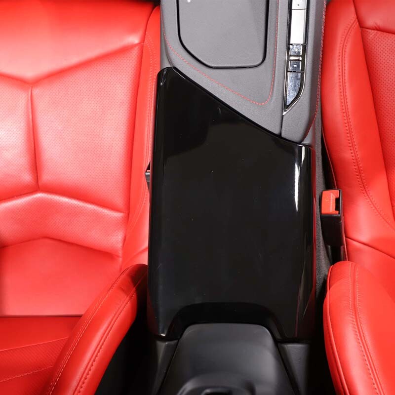 Glossy Black Center Console Armrest Box Lid Covers For C8 Corvette 20-26 US 12