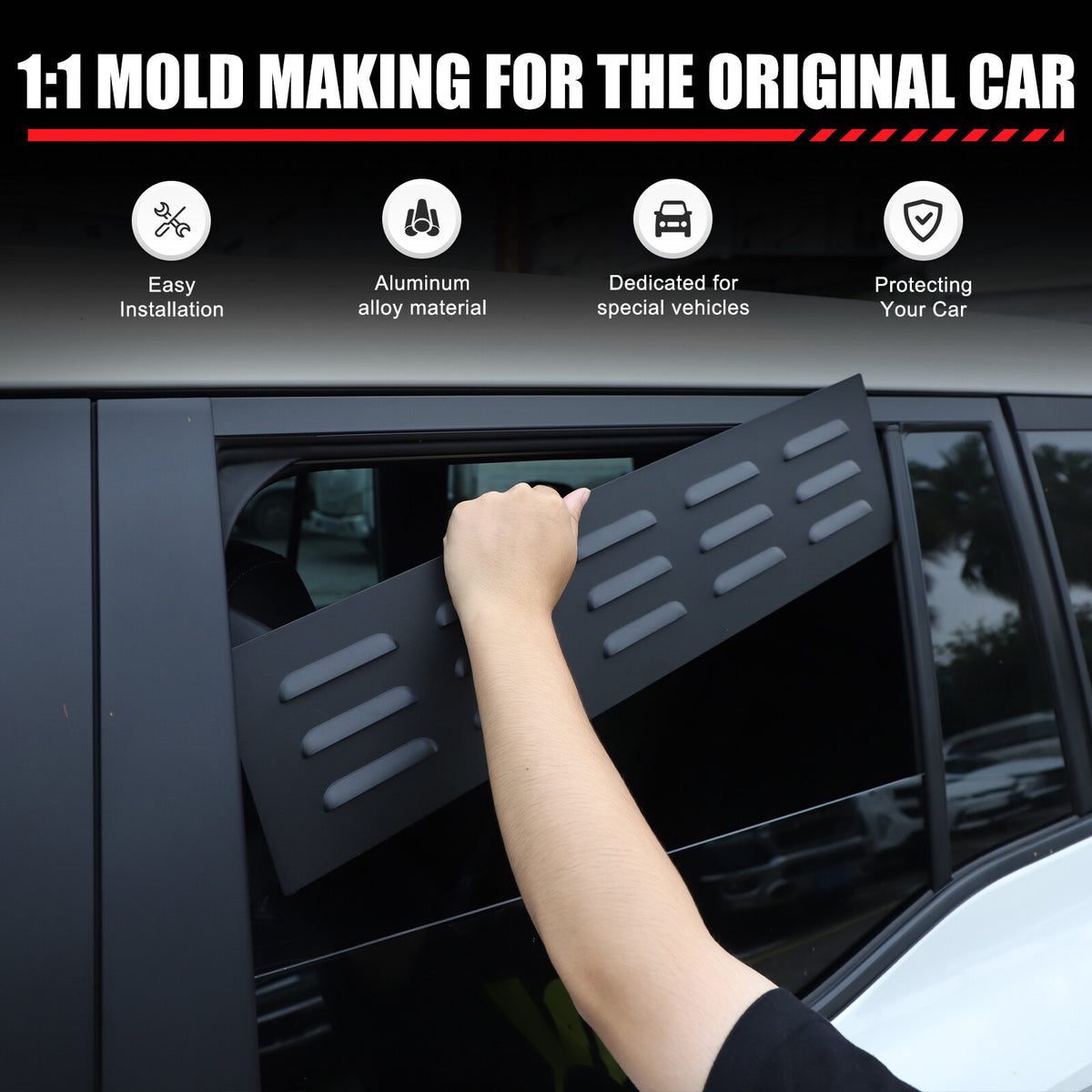 Front & Rear Window Louver Air Vent Trim For Toyota Land Cruiser Prado LC250 24+ 14