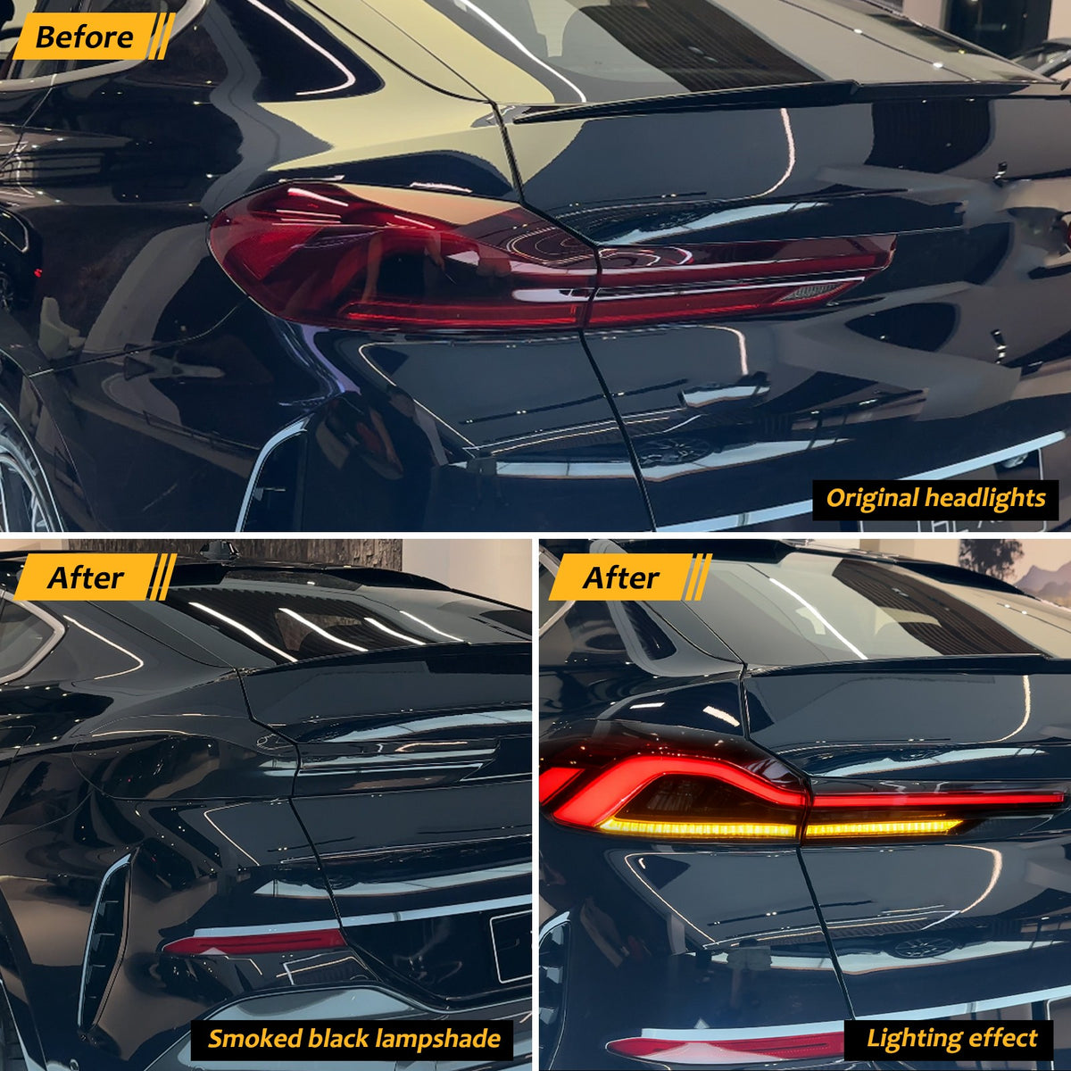Smoked Rear Tail Light Guard Decor Cover Trim Bezels For BMW X6 G06 2020-2026 US 3