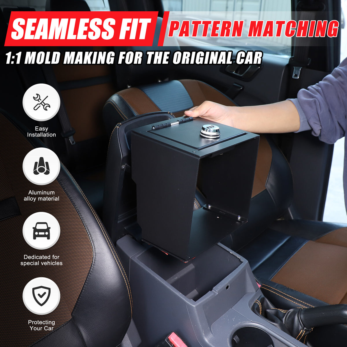 Center Console Safe Gun Storage Lock Box W/ TRAY For Ford Ranger T7 T8 2015-2022 13