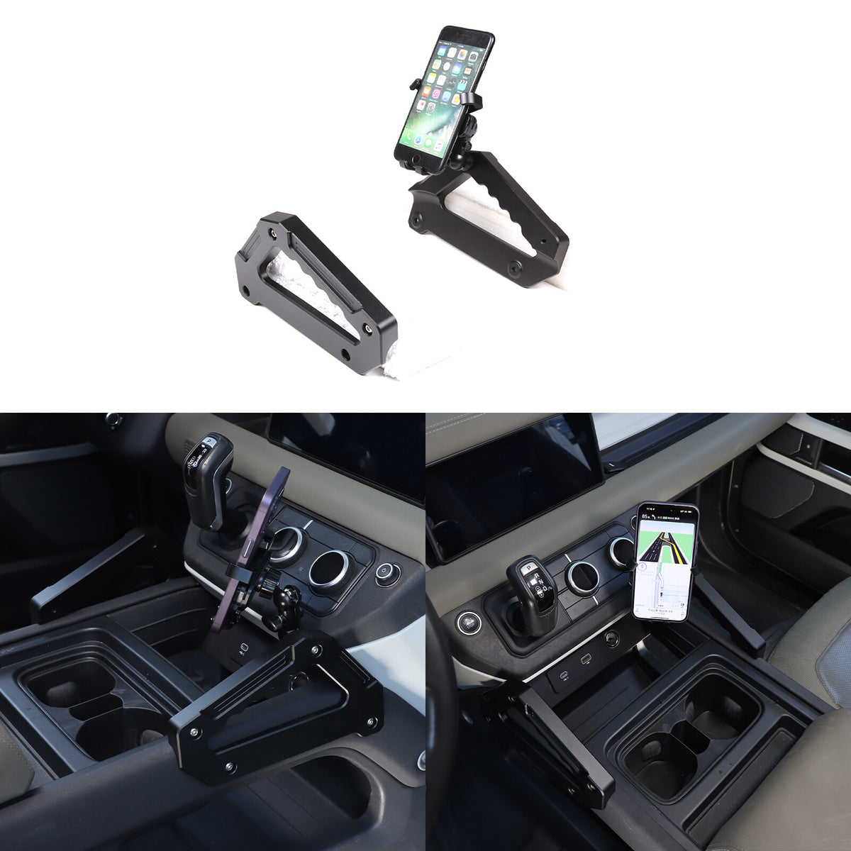 Black Alloy Center Door Pull Handle Panel Cover trim For LR Defender 2020-24 5