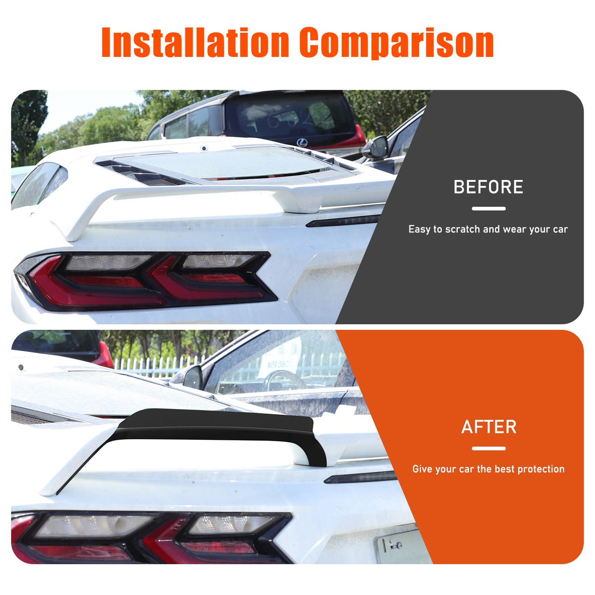 Glossy Piano Black Rear Spoiler Wing Cover Trim Frame For Corvette C8 2020-2026 13
