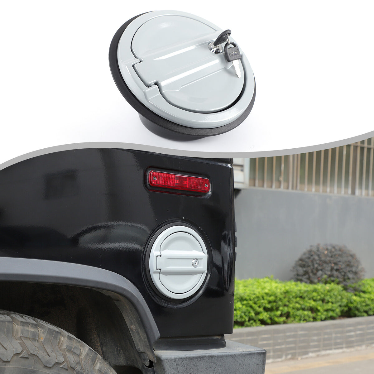 Silver Alloy Fuel Tank Cap Anti-theft Lock Cover Trim For Hummer H2 2003-2009 2