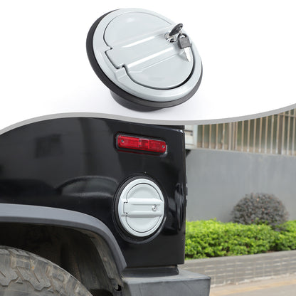Silver Alloy Fuel Tank Cap Anti-theft Lock Cover Trim For Hummer H2 2003-2009 2