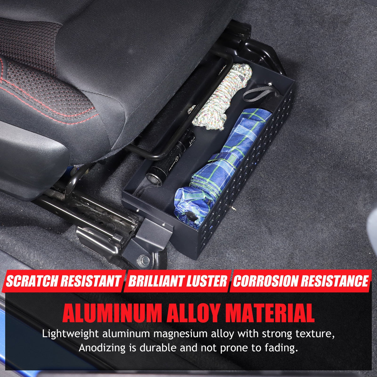 Aluminum Passenger Seat Under-Seat Storage Basket For Subaru WRX VB 2022+ 6