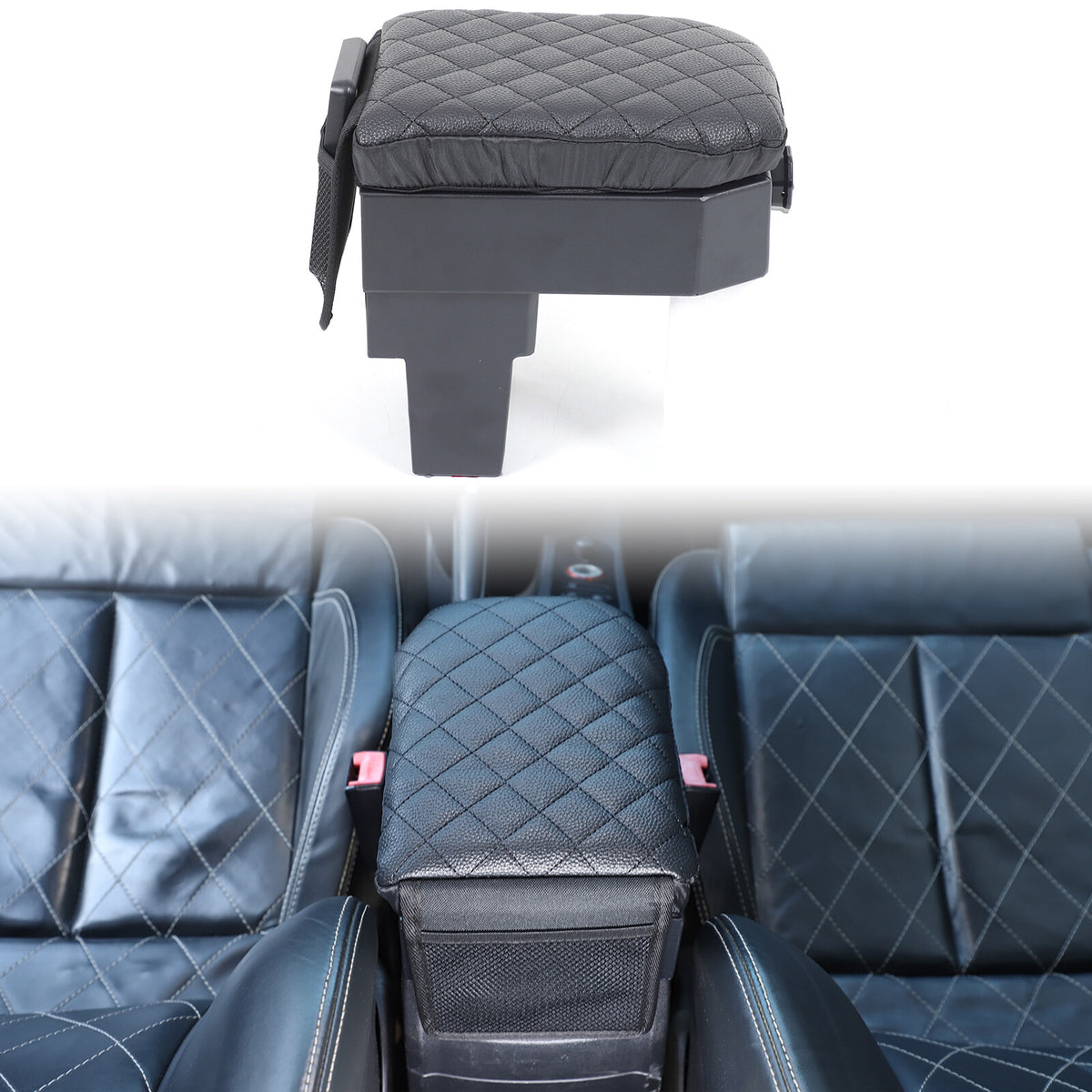 Aluminum Locking Center Armrest Vault Safe Storage Box For SEAT Leon 2008-2012 1