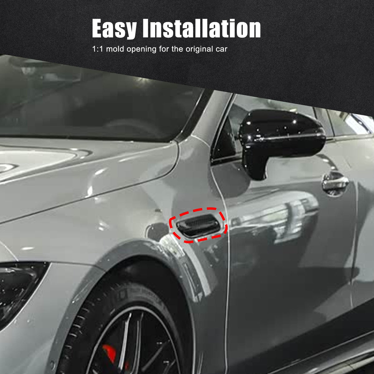 Red Real Carbon Fiber Side Fender Air Vent Trim For Benz AMG GT50/GT63 2019+ 17