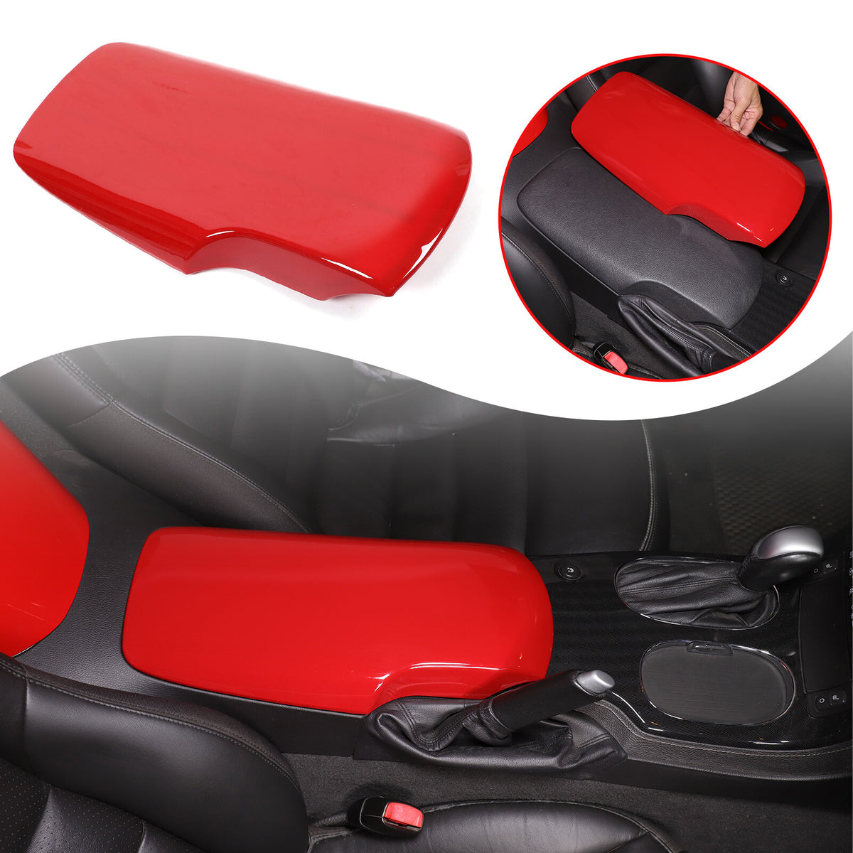 Red Center Console Armrest Box Cover Trim For Corvette C6 2005-2013 US 2